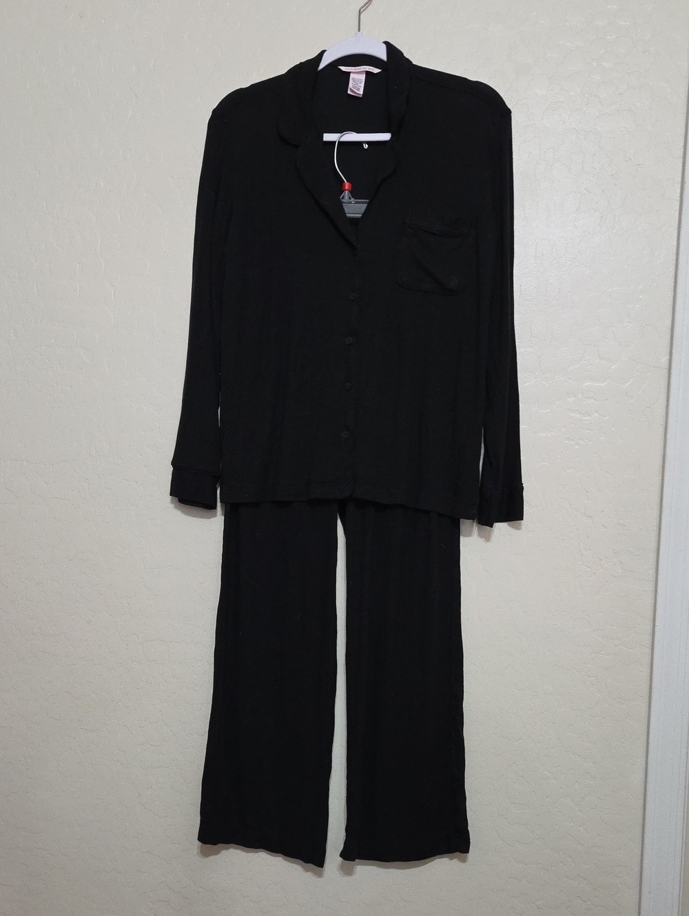 Victoria's Secret Black Ribbed Pajama Set